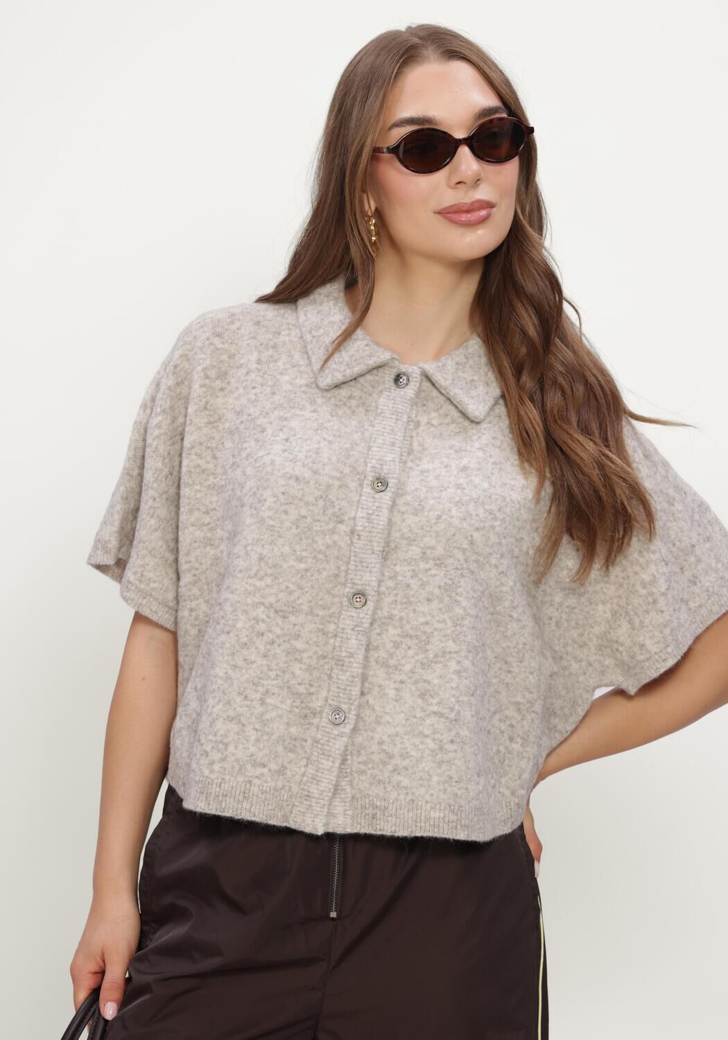 Grijze RUBY TUESDAY Truien/vesten VOISE KNITTED COLLAR CAPE TOP - large