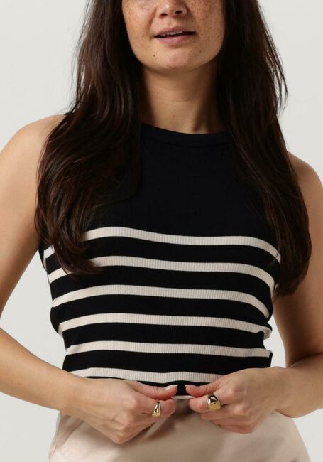 Zwarte PENN & INK Top SINGLET STRIPE - large
