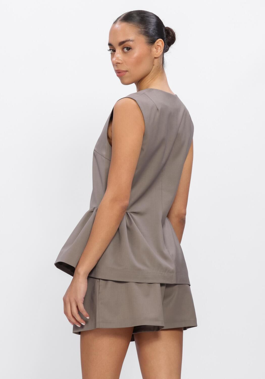Bronzen ROTATE Top PEPLUM WAISTCOAT - large
