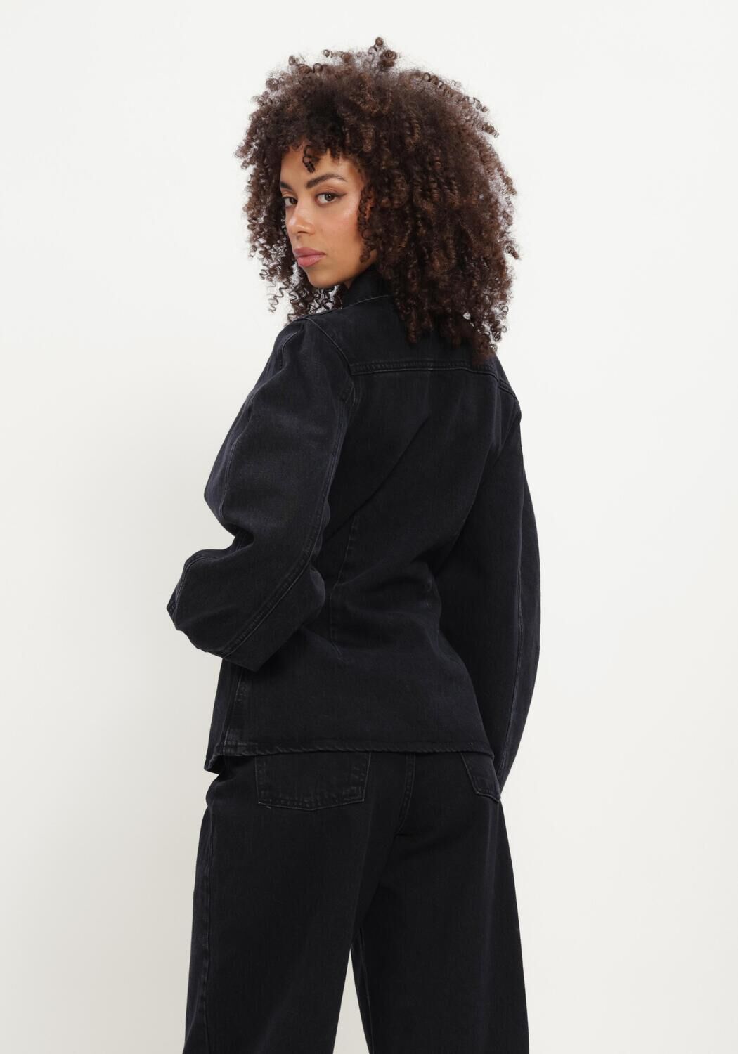 Zwarte ROTATE Blouses FITTED DENIM SHIRT - large