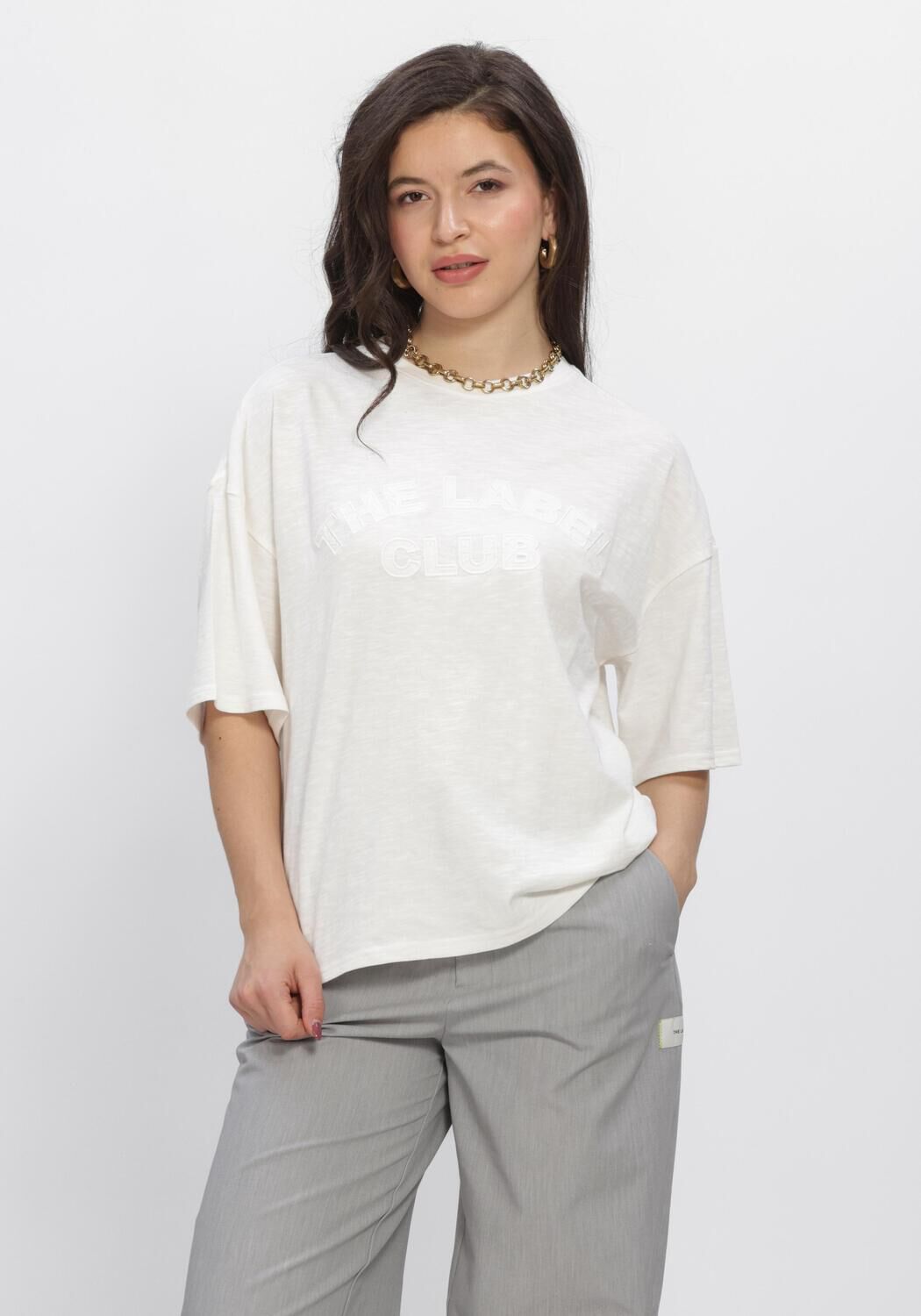 Witte ALIX THE LABEL Tops & T-shirts KNITTED SLUB T SHIRT - large