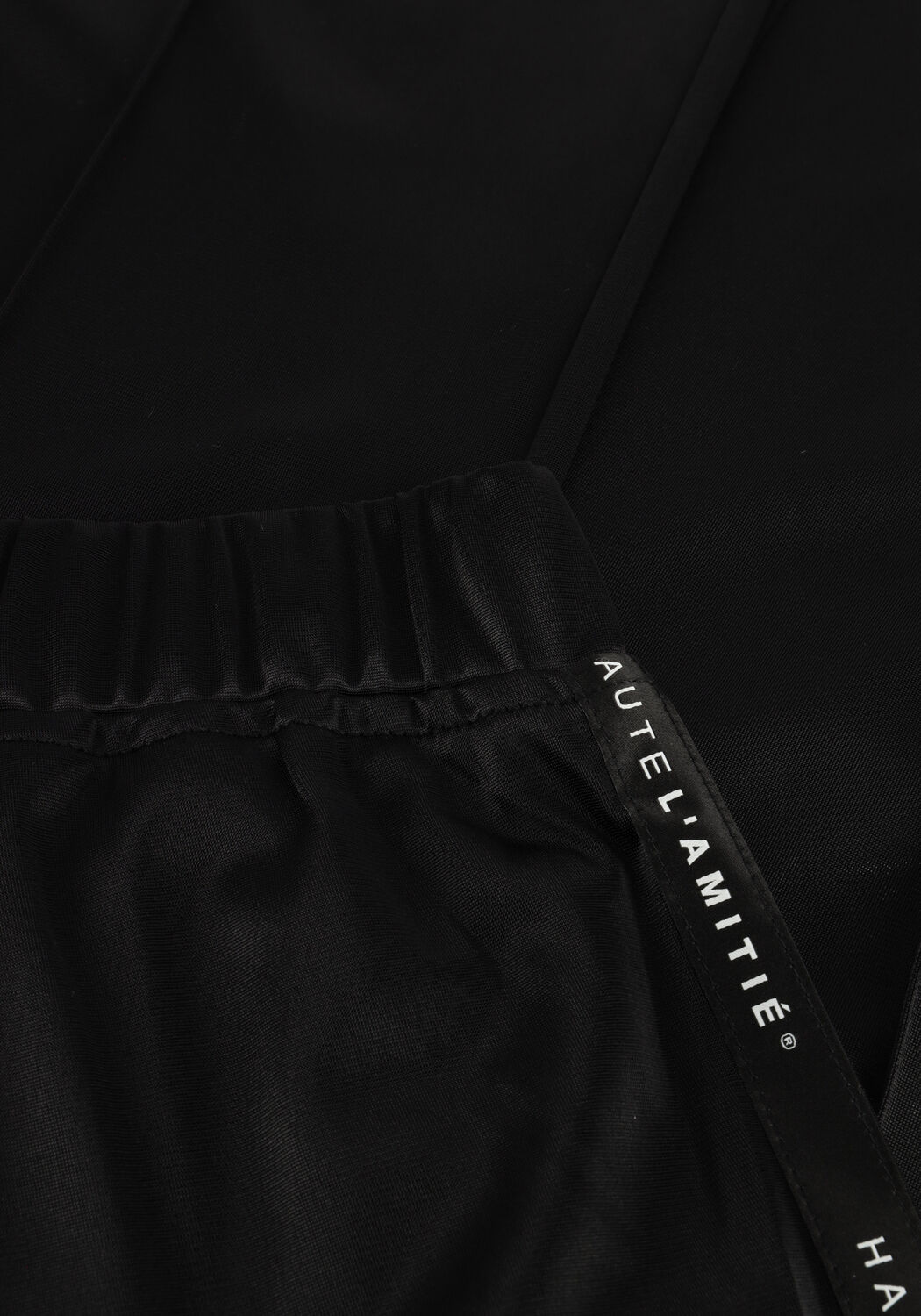 Zwarte HAUTE L'AMITI&Eacute; Wijde broek LOGO TAPE TRACK TALL PANT - large