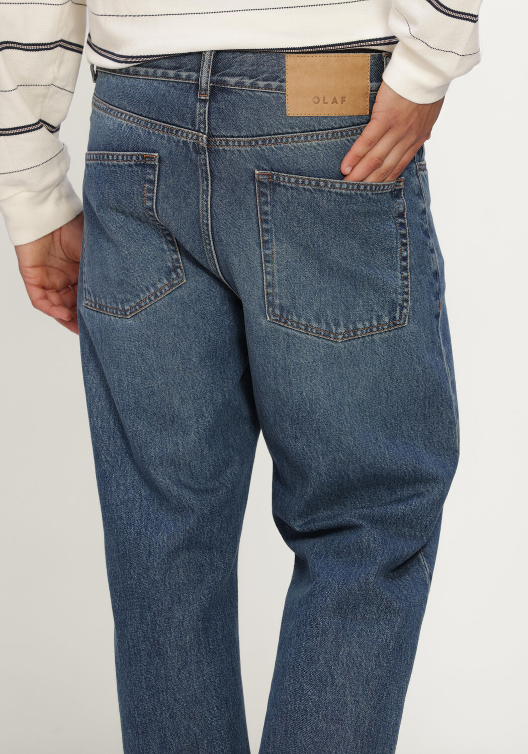 Blauwe OLAF HUSSEIN Wide jeans REGULAR DENIM PANT - large
