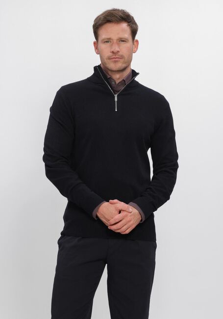 Zwarte PROFUOMO Trui PULLOVER HALF ZIP NEW WOOL BLEND - large