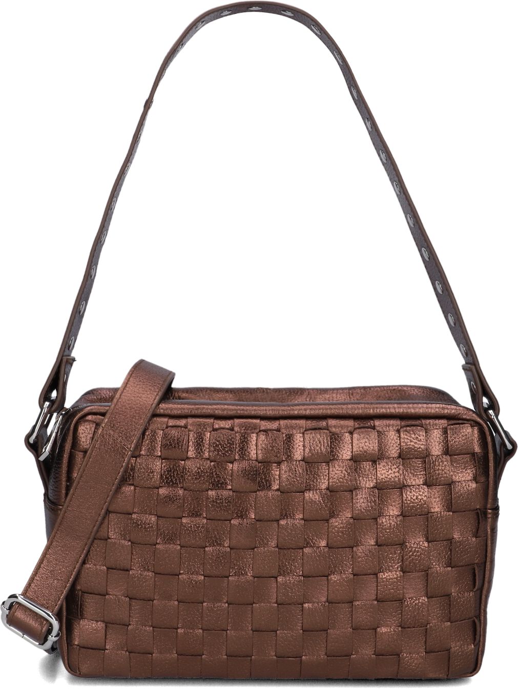 Núnoo Schoudertas
Dames Vilda Metallic, Materiaal: Leer, Kleur: Bruin afbeelding 1