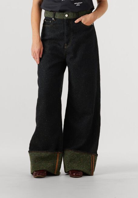 Zwarte GANNI Wide jeans MELANGE TWILL DENIM BAGGY JEANS FOLD-UP - large