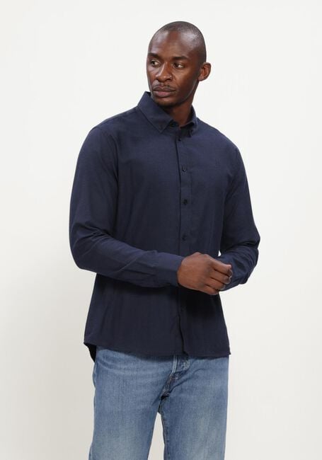 Donkerblauwe LES DEUX Klassiek overhemd SOFT FLANNEL SHIRT - large