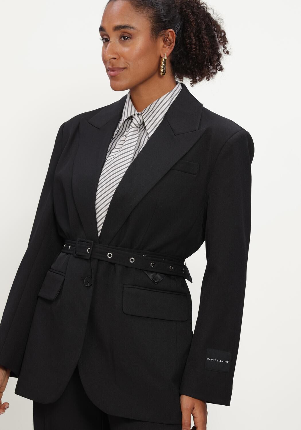 Zwarte HAUTE L'AMITI&Eacute; Blazer PREMIERE OVERSIZE BELT BLAZER - large