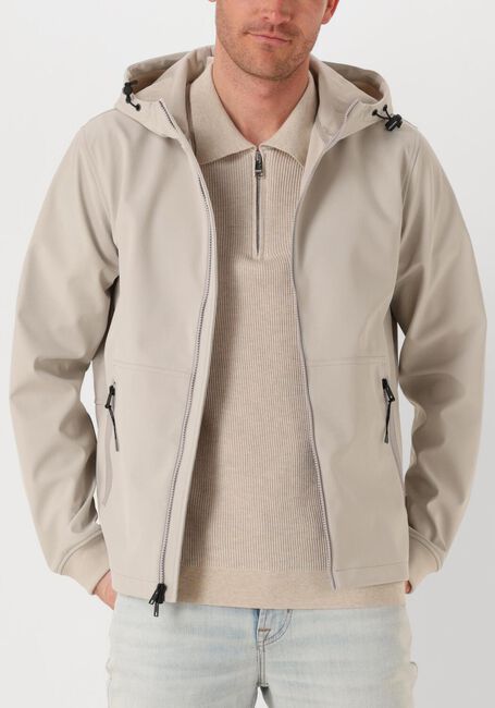 Beige WOOLRICH Jack SOFTSHELL FULL ZIP HOODIE - large