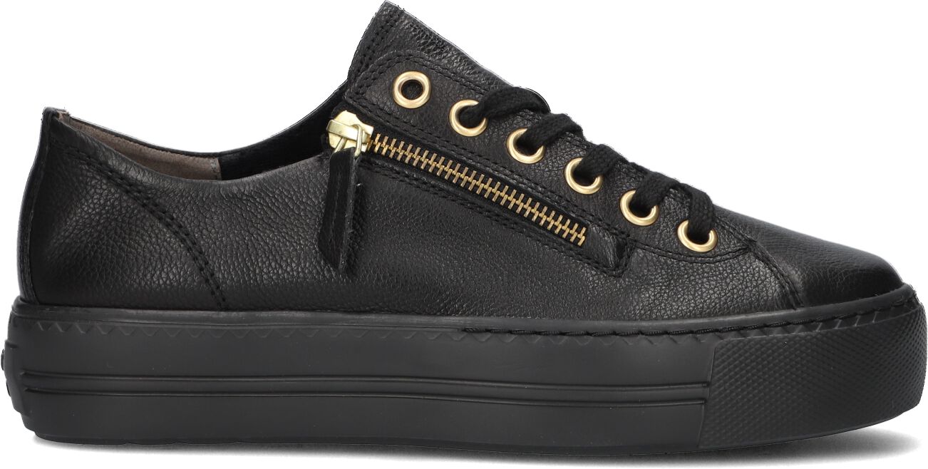 Paul Green Lage Sneakers Dames 5006, Maat: 38,5, Materiaal: Leer, Kleur: Zwart