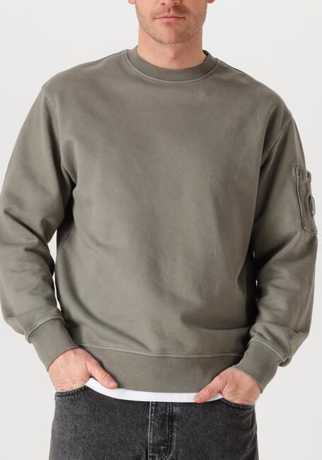 Grijze CP COMPANY Trui SWEATSHIRTS CREW NECK IN BRUSHED EMERIZED DIAGONAL FLEECE - large