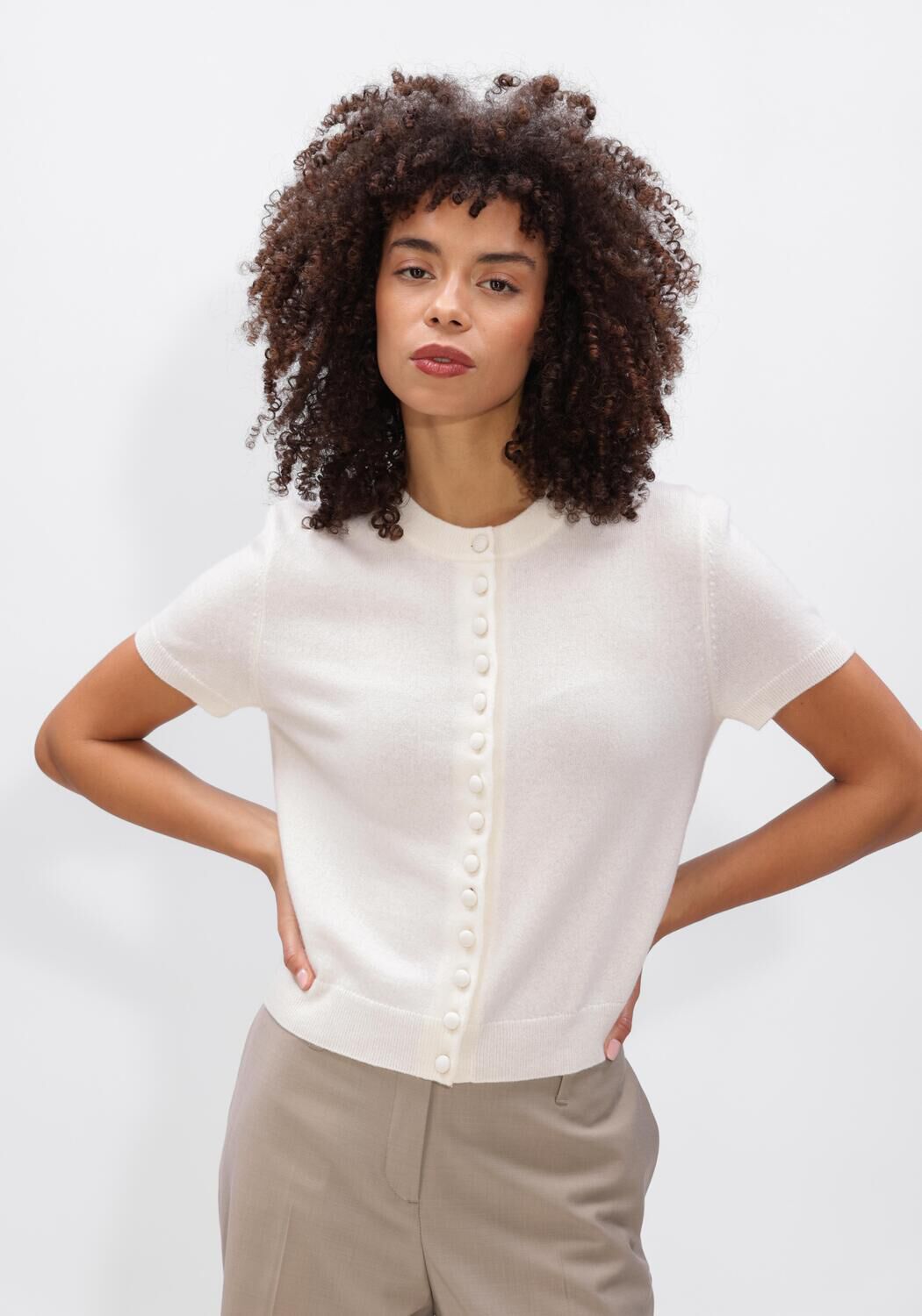 Gebroken wit LISA YANG Vest LUNEA CARDIGAN - large