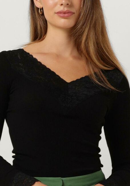 Zwarte ROSEMUNDE Tops & T-shirts BERNADINE ORGANIC T-SHIRT LACE - large