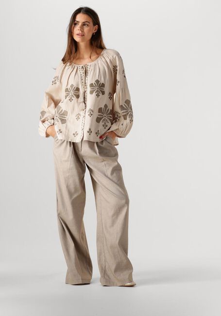 Beige SUMMUM Blouses LONGSLEEVE TOP LINEN HEAVY EMBROIDERY - large