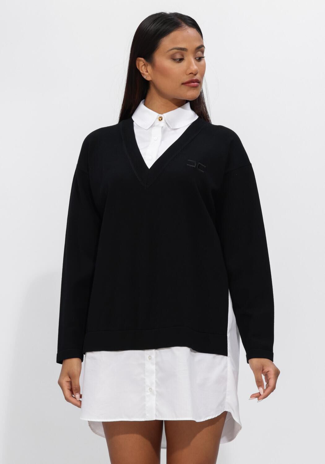 Zwarte ELISABETTA FRANCHI Mini jurk WOMAN'S KNITTED DRESS - large