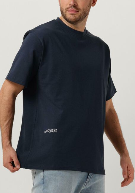 Donkerblauwe WOODBIRD T-shirt WBBAINE VASE TEE - large