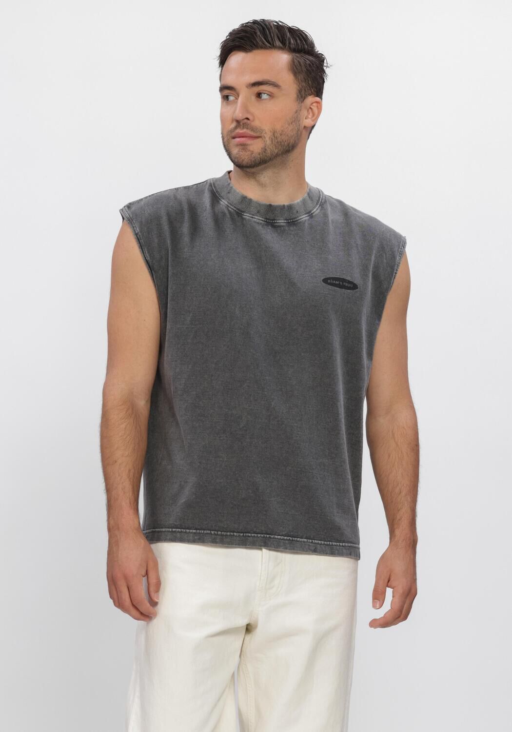 Grijze BRAM'S FRUIT T-shirt &ldquo;F*CK OFF&rdquo; SLEEVLESS T-SHIRT DISTRESSED - large