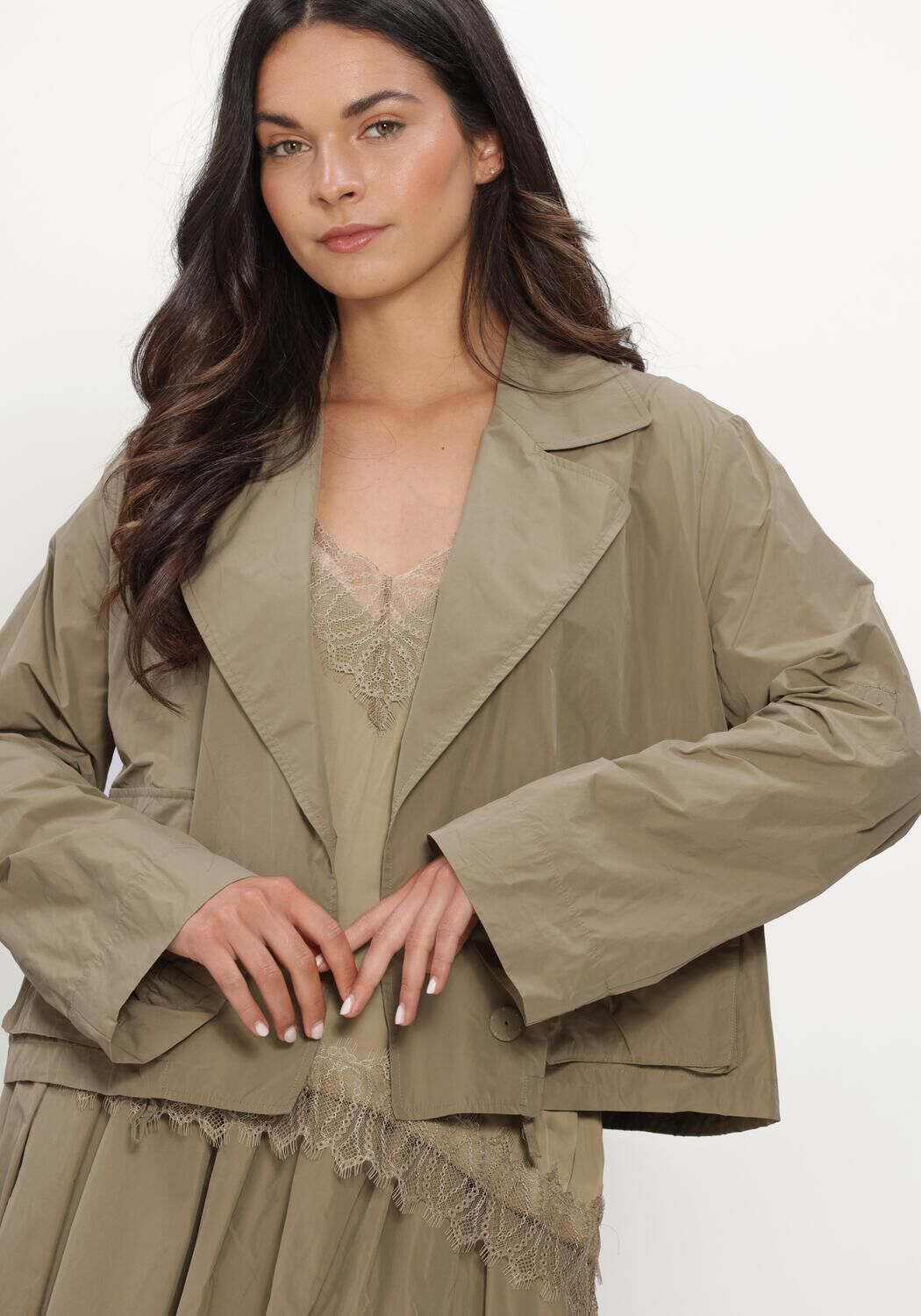 Beige LUISA CERANO Tops & T-shirts SATIN-LINGERIE-TOP - large