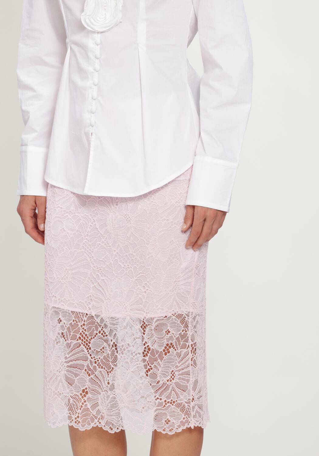 Lichtroze ROTATE Midirok LACE MIDI PENCIL SKIRT - large