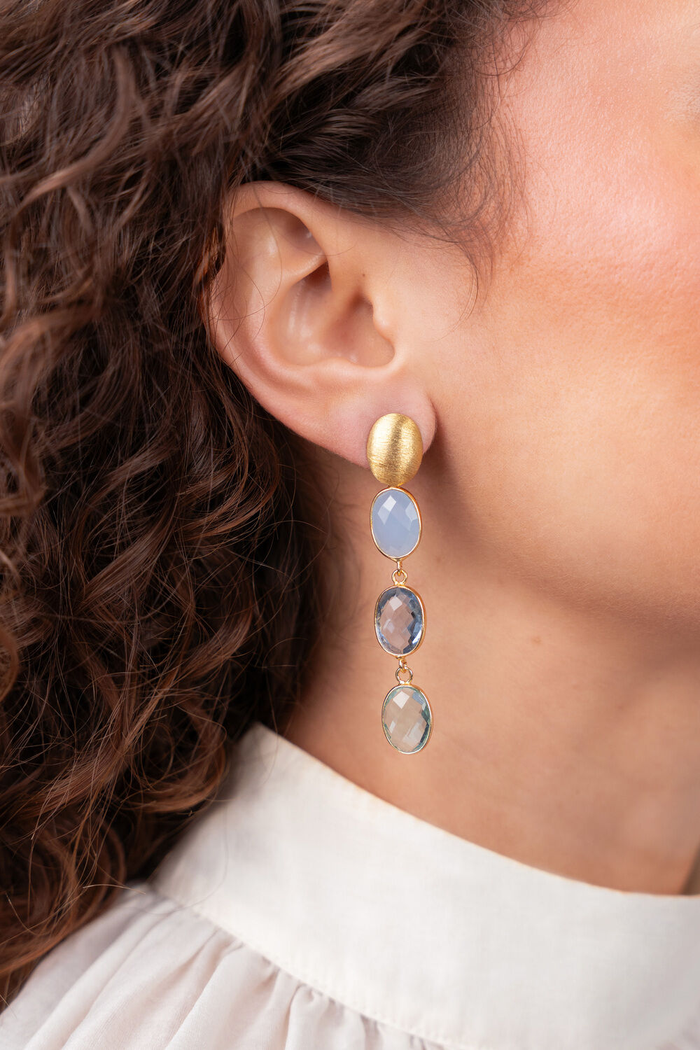 Multi LOTT. GIOIELLI Oorbellen CE QU THREE FRAMED STONES - large