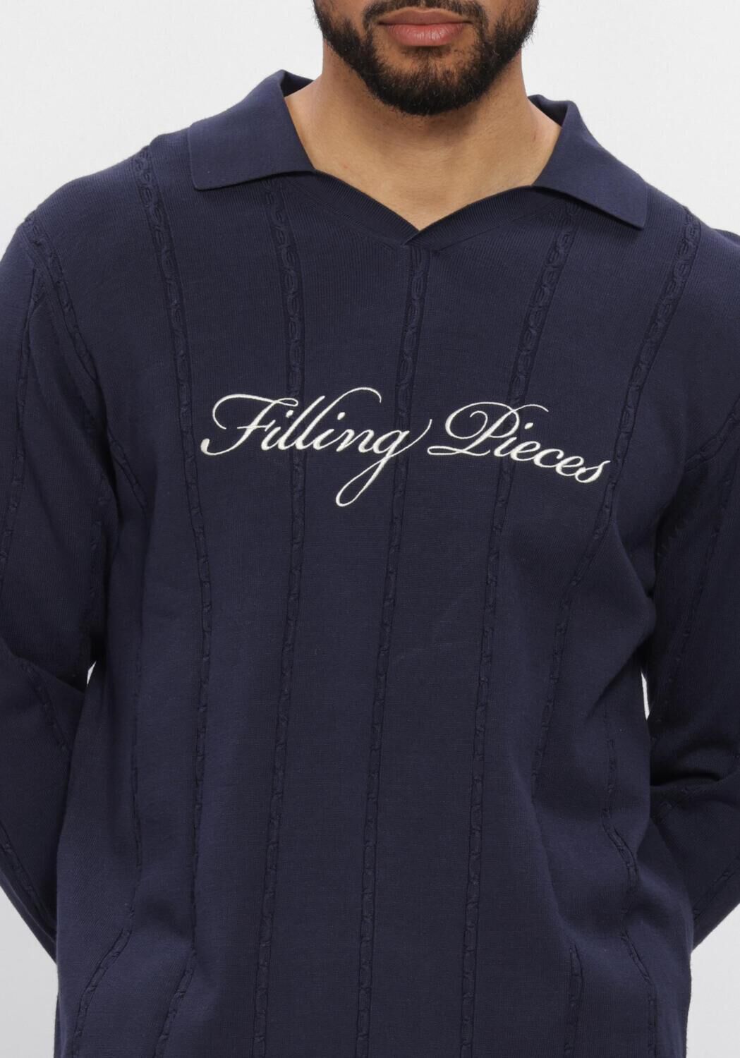 Donkerblauwe FILLING PIECES Polo KNIT FOOTBALL JERSEY - large