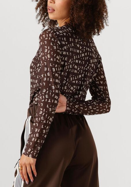 Bruine HAUTE L'AMITIÉ Top L'AMITIE MESH LS O-NECK - large