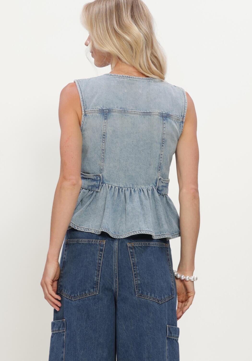 Lichtblauwe GANNI Tops & T-shirts LIGHTWEIGHT DENIM PEPLUM VES - large