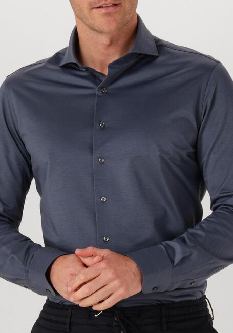 Donkerblauwe PROFUOMO Klassiek overhemd SHIRT X-CUTAWAY SF JAPANESE KNITTED - large