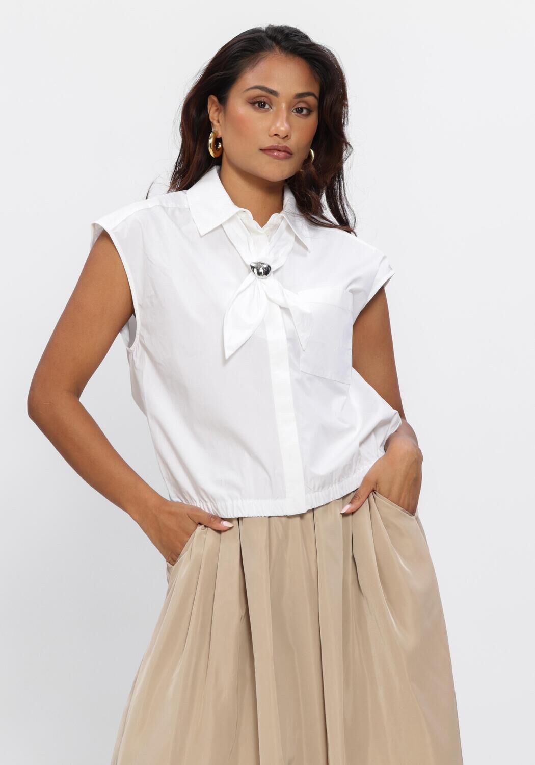 Dante6 Blouse Dames Alcon Scarf Detailed Shirt, Maat: 36, Kleur: Wit afbeelding 1