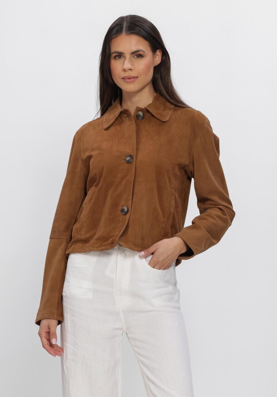 Bruine ALTER EGO Leren jas ROCKY - large