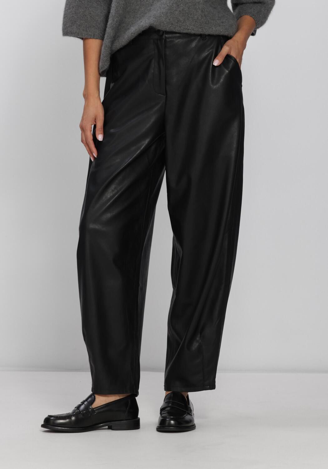 Zwarte KNIT-TED Wijde broek ALBA PANTS - large