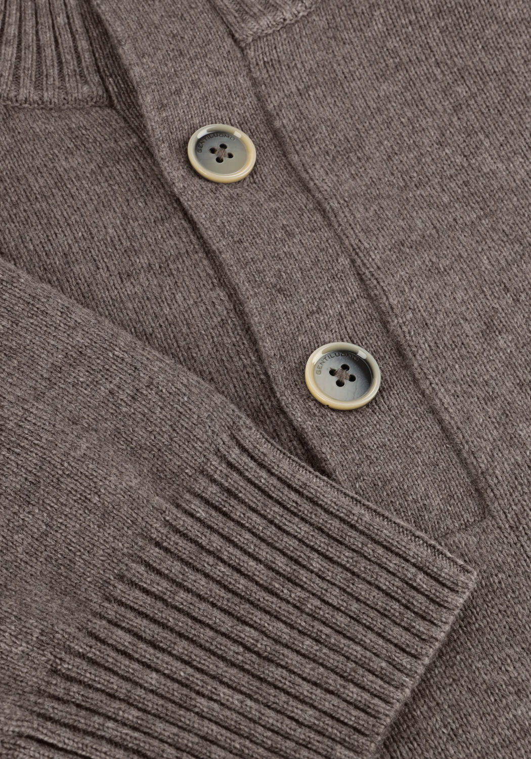 Bruine GENTILUOMO Trui TURTLE BUTTON+ZIP LS - large