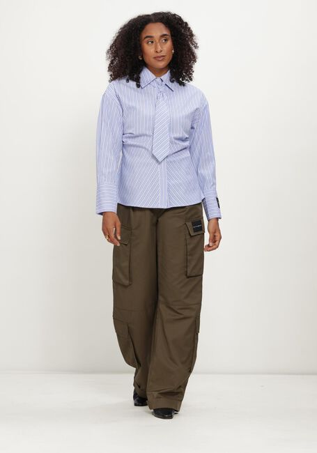 Blauwe HAUTE L'AMITI&Eacute; Blouses EMMA TIE STRIPE SHIRT - large