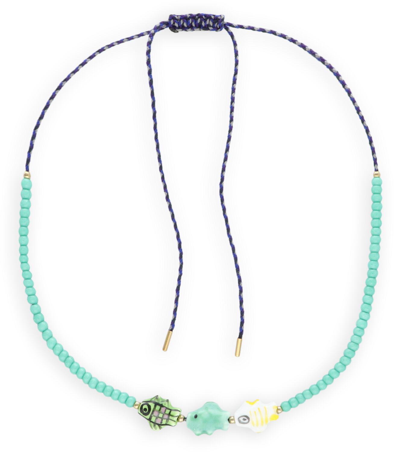 Bonnie Studios Ketting Dames Fish Trio Necklace, Materiaal: Kunststof, Kleur: Groen afbeelding 1