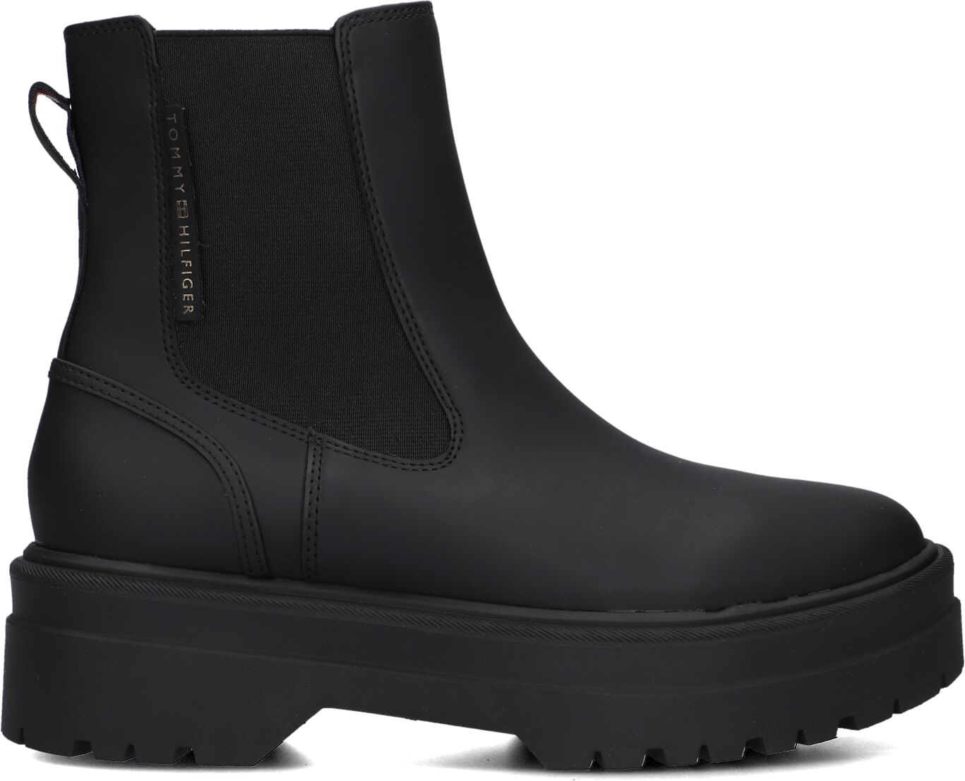 Tommy Hilfiger Enkelboots Dames Rubberrised Chelsea, Maat: 39, Materiaal: Rubber, Kleur: Zwart