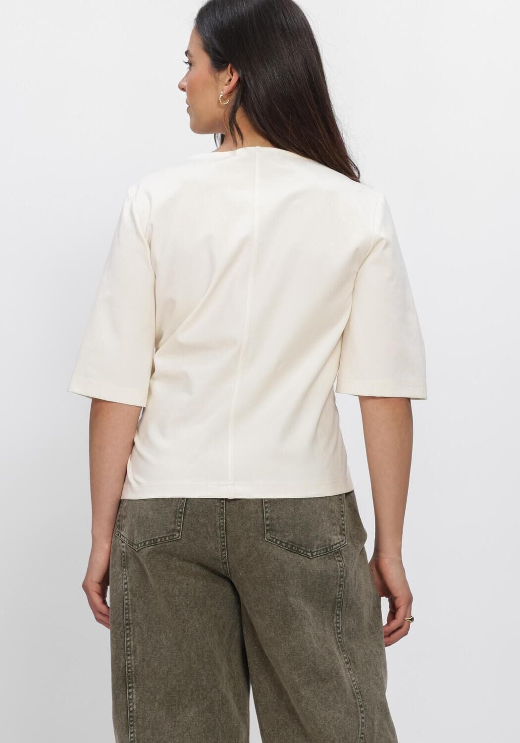 Creme SECOND FEMALE Tops & T-shirts ARKAI DRAPE TEE - large