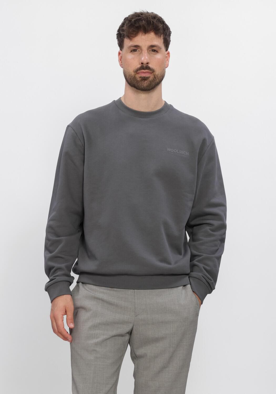 Groene WOOLRICH Sweater MACRO LOGO CREWNECK - large