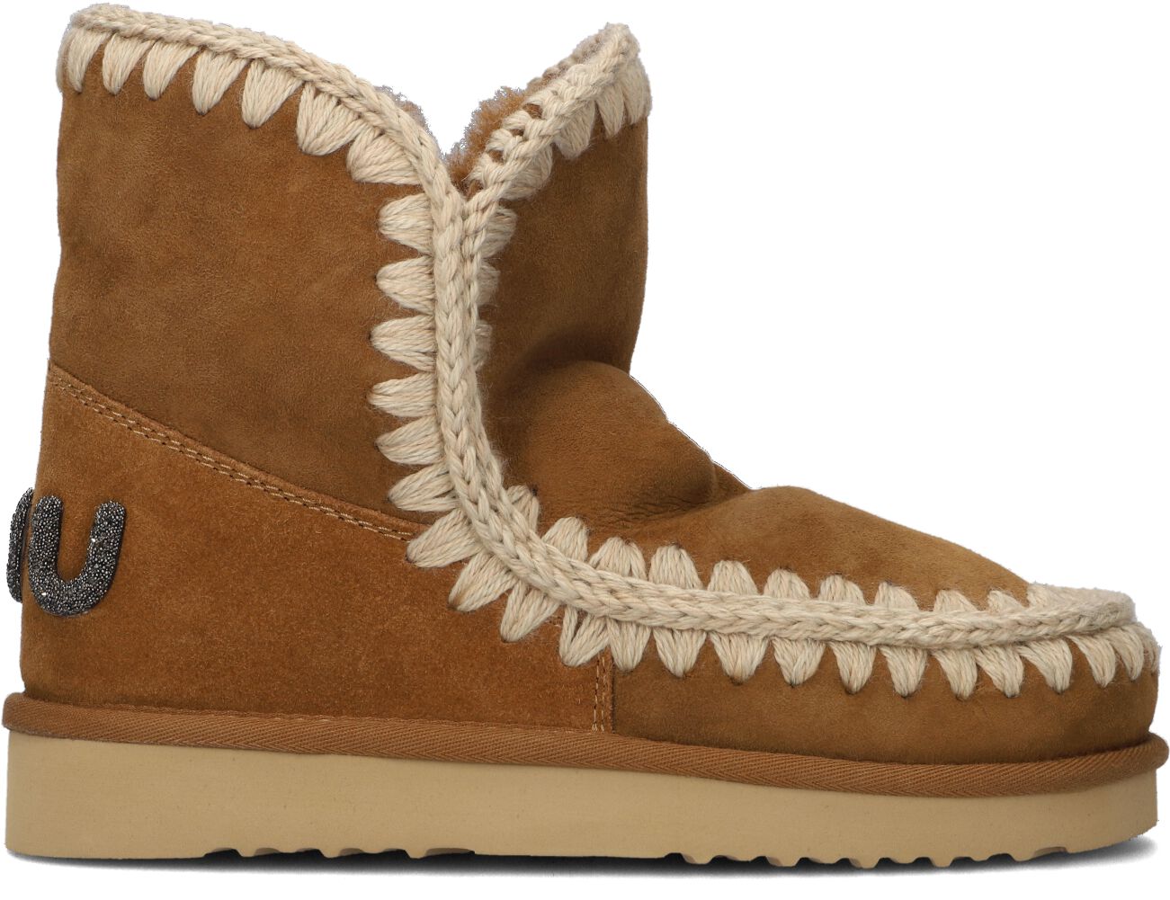 Mou Vachtlaarzen Dames Eskimo 18 Glitter Logo, Maat: 38, Materiaal: Suède, Kleur: Cognac