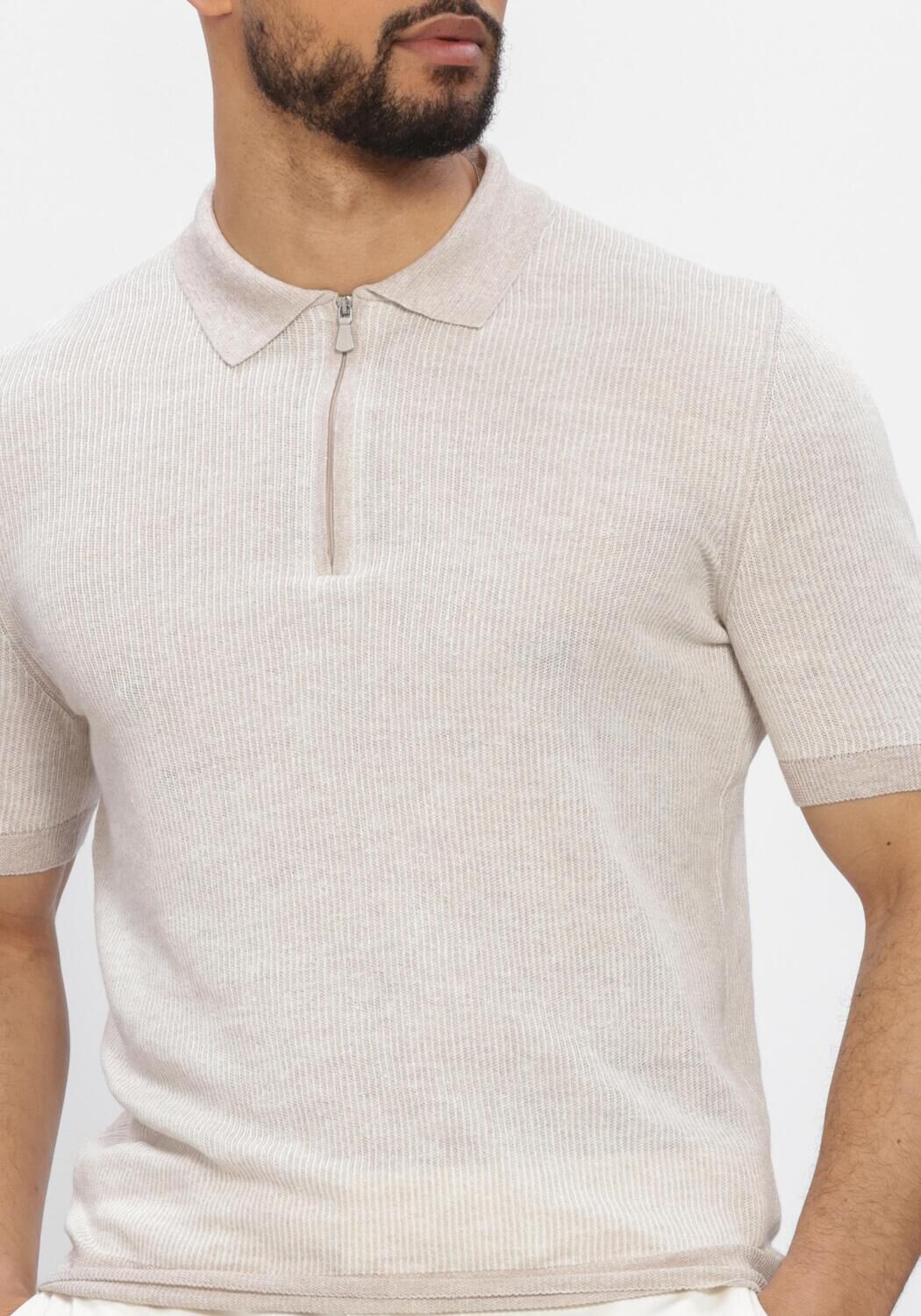 Beige GRAN SASSO Polo TENNIS ZIP S/SLV - large