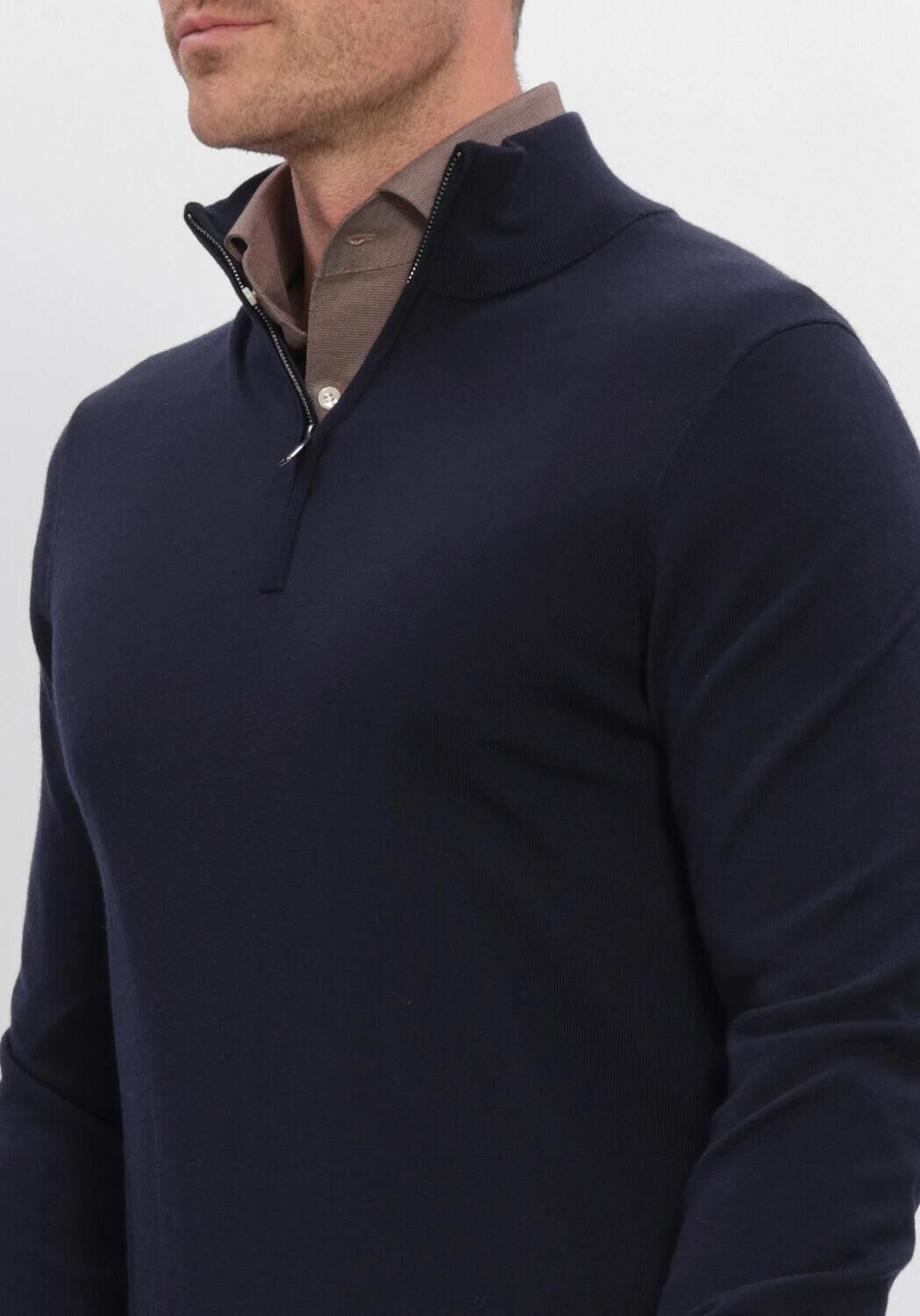 Donkerblauwe PROFUOMO Trui PULLOVER HALF ZIP EXTRAFINE MERINO - large