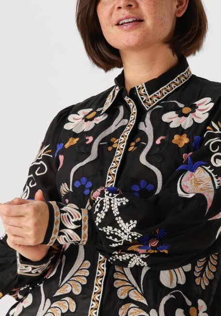 Zwarte SUMMUM Blouses BLOUSE EMBROIRERED VOILE - large