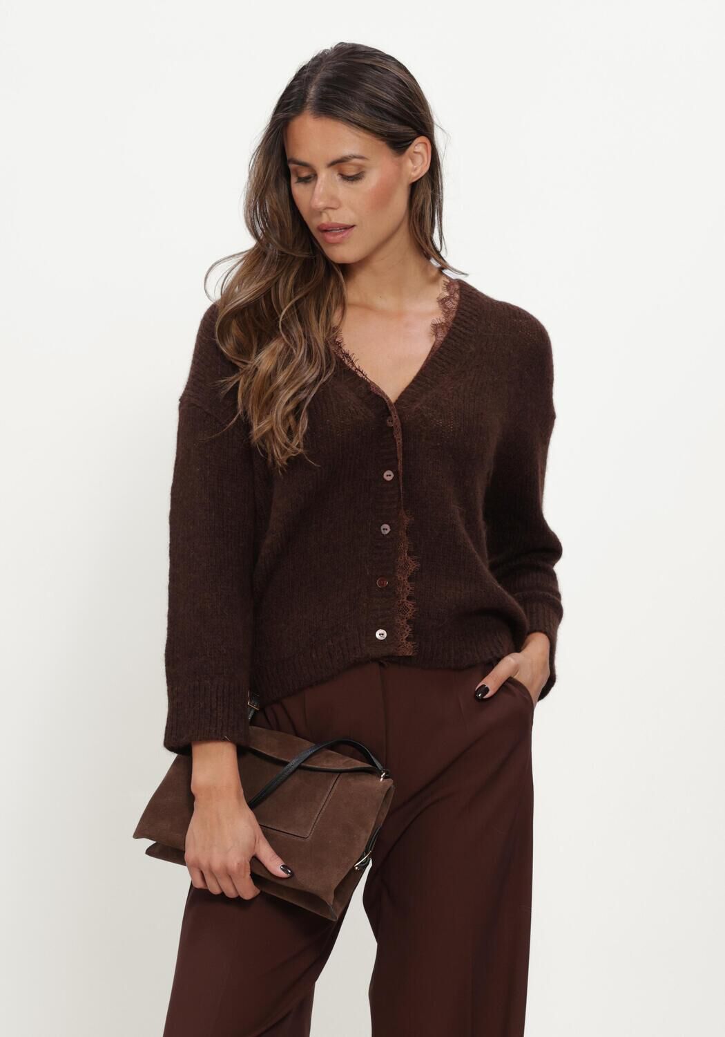 Bruine LUISA CERANO Trui CARDIGAN AUS ALPAKA-MIX - large