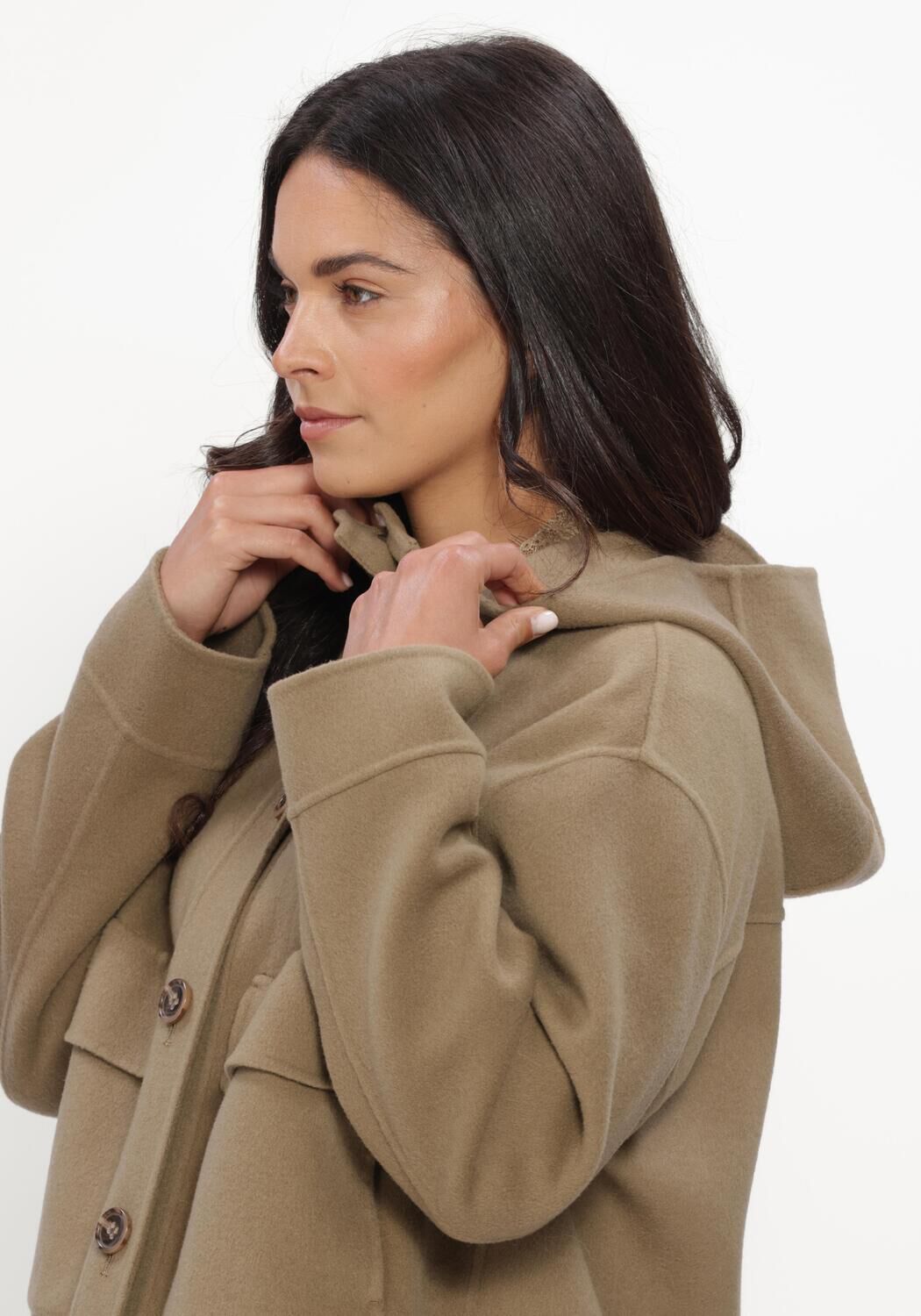 Beige LUISA CERANO Trui DOUBLEFACE-JACKE MIT KAPUZE - large