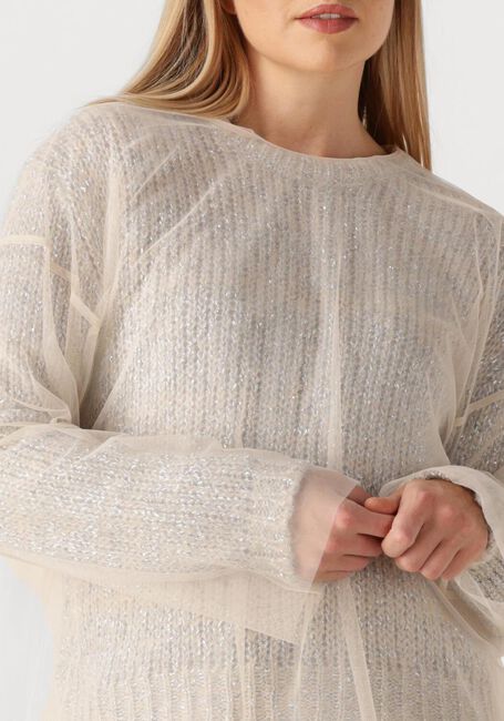 Creme FORTE FORTE Trui LUREX TWEED SWEATER WITH TULLE T-SHIRT - large