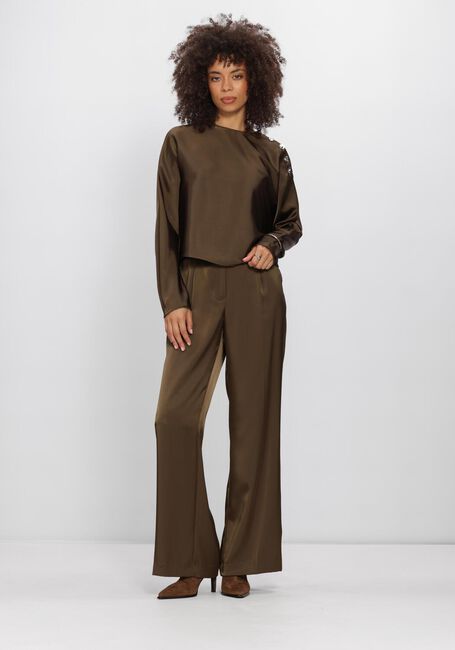 Khaki DANTE6 Top LEIVA BOLD SATIN BUTTON DETAIL TOP - large