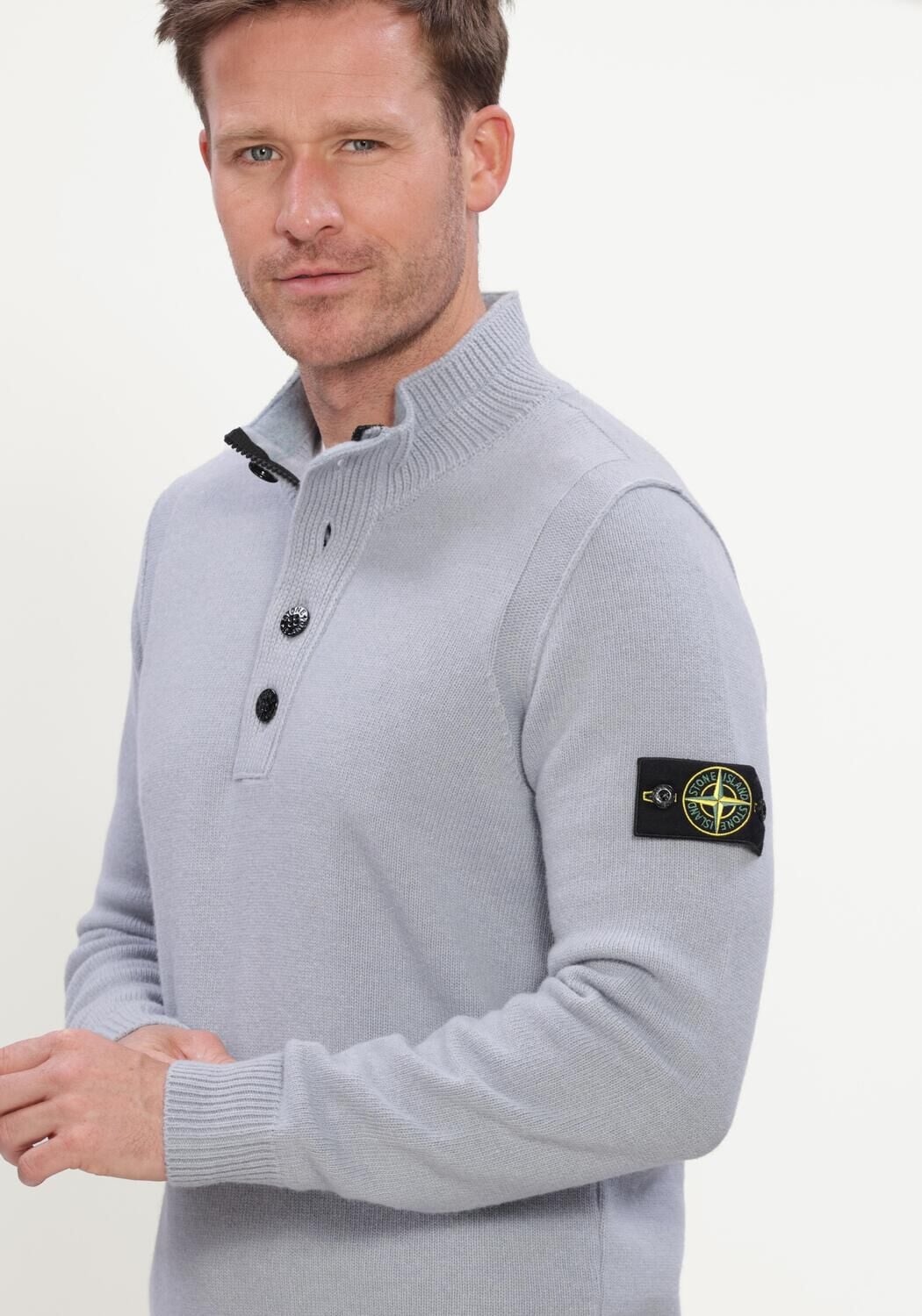 Lichtgrijze STONE ISLAND Trui LS POLO S00A3 - large