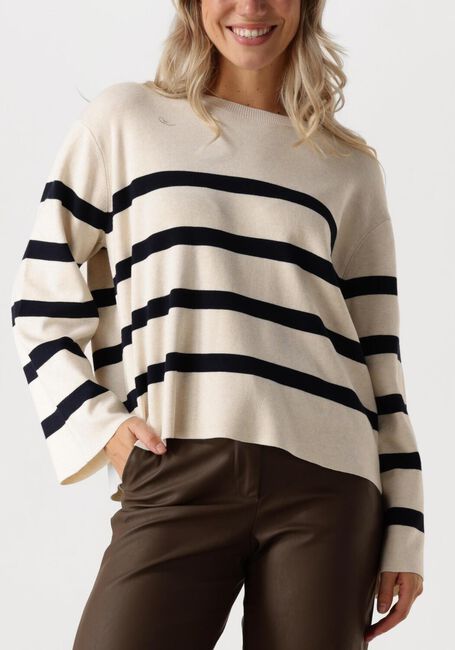 Witte SUMMUM Trui STRIPED SWEATER SOFT VISCOSE POLYAMIDE KNIT - large