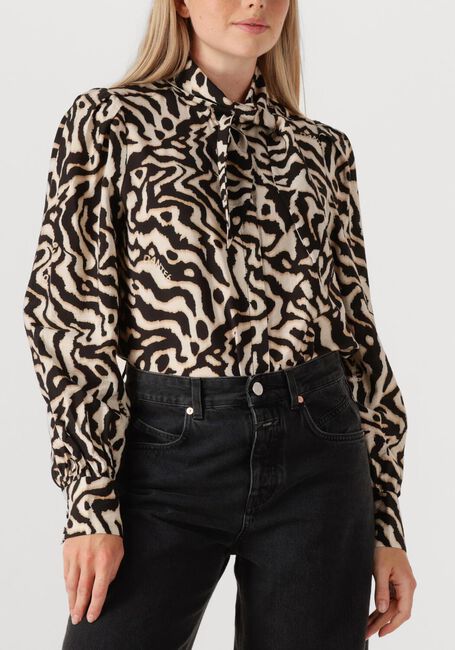 Creme DANTE6 Blouses CHESKA PRINTED PUSSY BOW BLOUSE - large