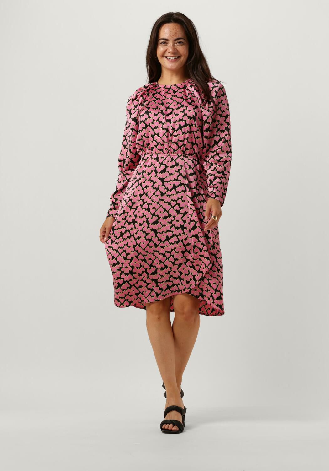 Co'Couture Midi Jurk Dames Flashy Heart Dress, Maat: M, Kleur: Roze