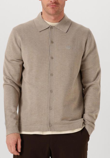 Beige FILLING PIECES Trui KNIT DRESS SHIRT - large